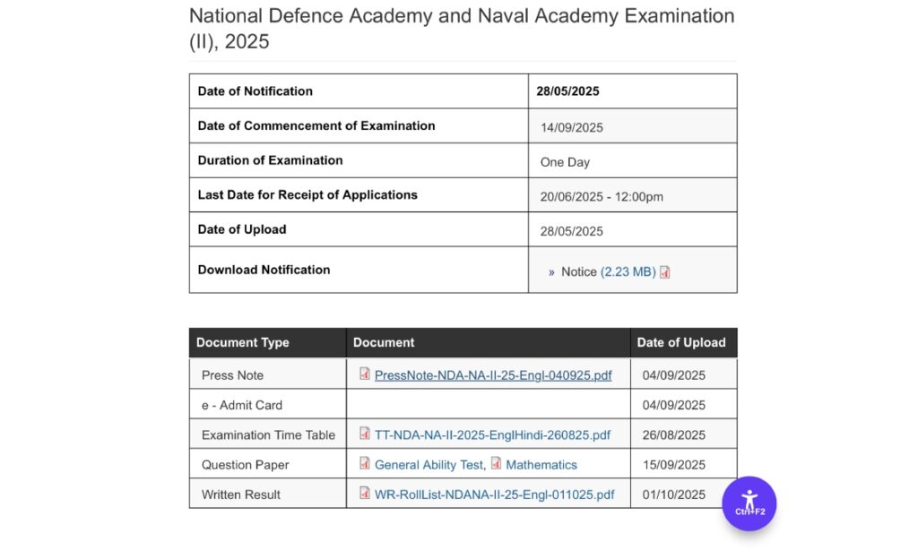 UPSC NDA 2 Result 2025 Declared